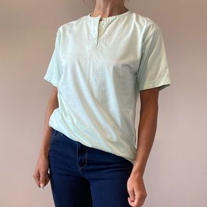 Vintage Mint Green/Light Blue T-Shirt with Buttons